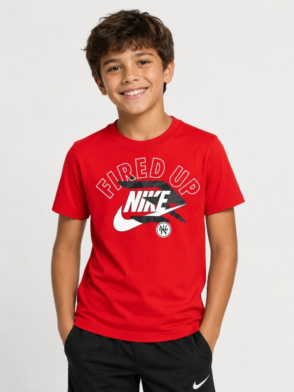 Nike Red 'Fired Up' Graphic Tee for Kids